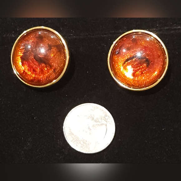 Joan Rivers faux amber clip on earrings - Picture 1 of 6